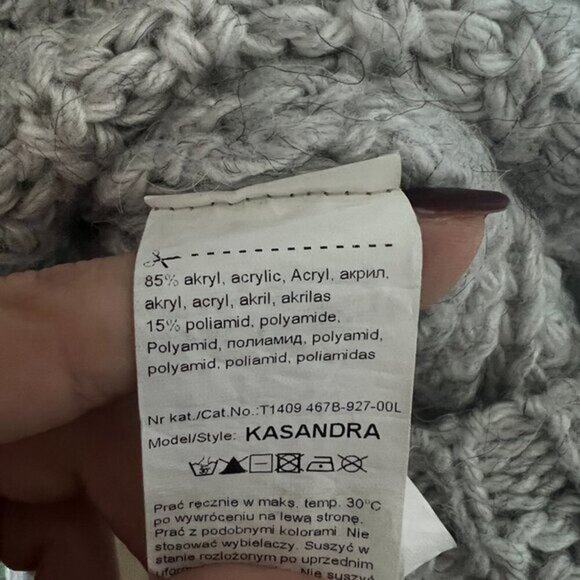 Tatuum Grey Knit Cowl Neck Sweater L - Picture 3 of 3